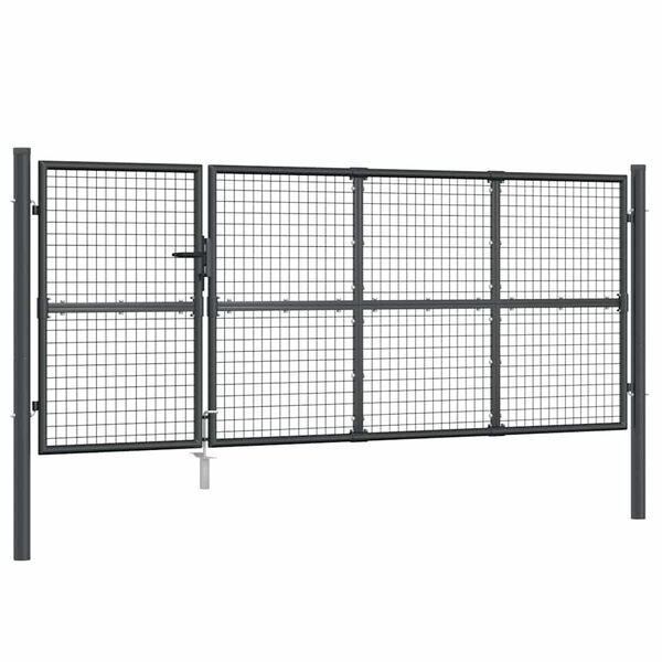 vidaXL Port&atilde;o de jardim em tela antracite 350x125 cm a&ccedil;o galvanizado.