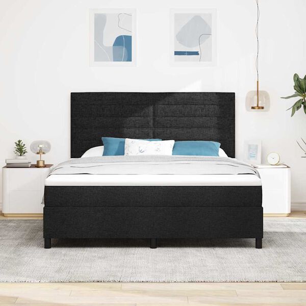 vidaXL Cama Box com colch&atilde;o com led Preto 180 x 200 cm tecido
