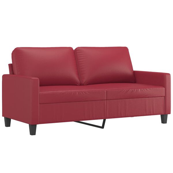 vidaXL Sofá de 2 lugares 140 cm couro artificial vermelho tinto