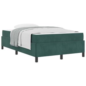 vidaXL Estrutura da Cama com colch&atilde;o Verde Escuro 120 x 190 cm tecido