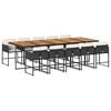 vidaXL 11 pcs conjunto de jantar p/ jardim c/ almofad&otilde;es vime PE preto