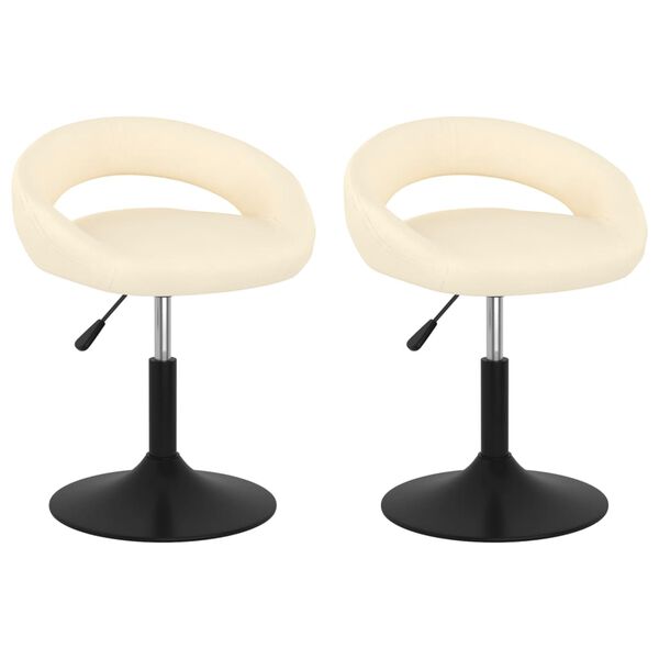 vidaXL Cadeiras de jantar girat&oacute;rias 2 pcs veludo cor creme