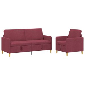 vidaXL Conjunto de Sof&aacute; com Armazenamento 2 unid. Vinho Vermelho