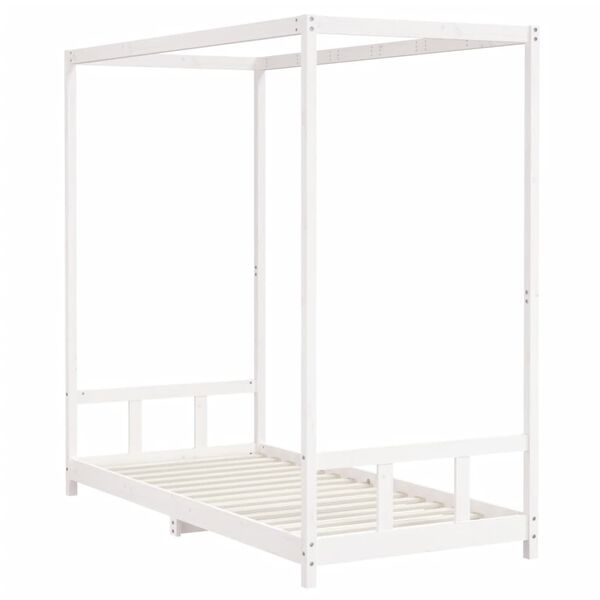 vidaXL Estrutura de cama infantil 90x200 cm pinho maciço branco