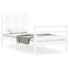 vidaXL Estrutura cama de solteiro c/ cabeceira madeira maci&ccedil;a branco