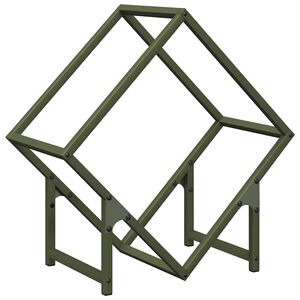 vidaXL Suporte para lenha a&ccedil;o laminado a frio verde azeitona