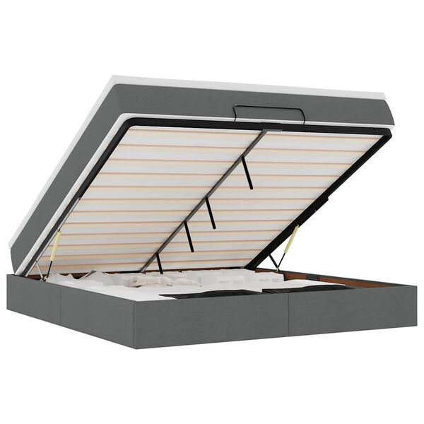 vidaXL Estrutura de cama otomana com colchão 180x200cm cinzento escuro