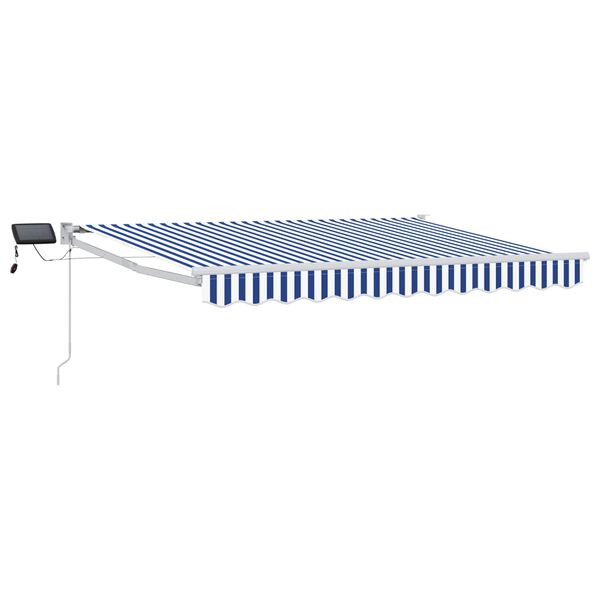 vidaXL Toldo retr&aacute;til manual com LEDs Azul e Branco 2,5 x 2 m