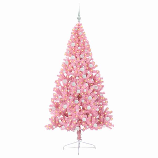 vidaXL Árvore de Natal Artificial Pré-iluminada Rosa 180 cm PVC