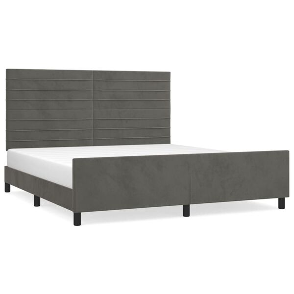 vidaXL Estrutura de cama c/ cabeceira 180x200cm veludo cinzento-escuro