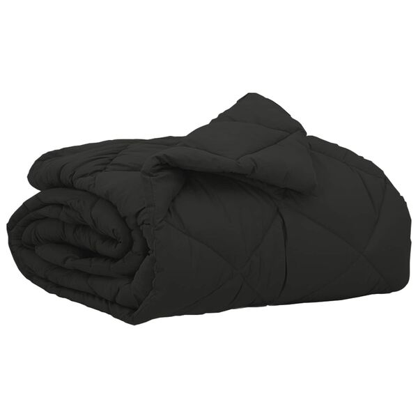 vidaXL Edredom de Ver&atilde;o Simples Preto 220 x 135 cm Microfibra