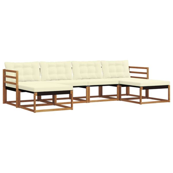 vidaXL Conjunto de Sof&aacute;s para Exterior 6 pcs Natural e Creme