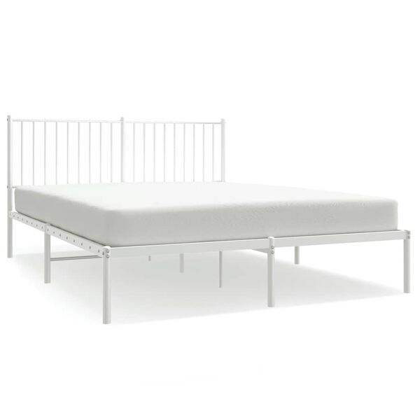 vidaXL Estrutura de cama com cabeceira 160x200 cm metal branco