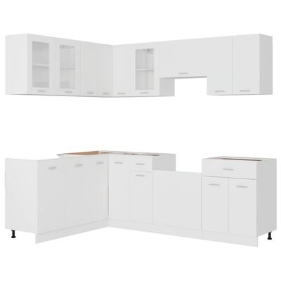 vidaXL 11 pcs conjunto armários de cozinha contraplacado branco