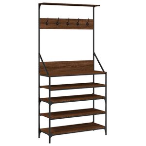 vidaXL Bengaleiro c/ arruma&ccedil;&atilde;o cal&ccedil;ado 90x34x184 cm carvalho castanho