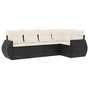 vidaXL 5 pcs conjunto sof&aacute;s de jardim com almofad&otilde;es vime PE preto