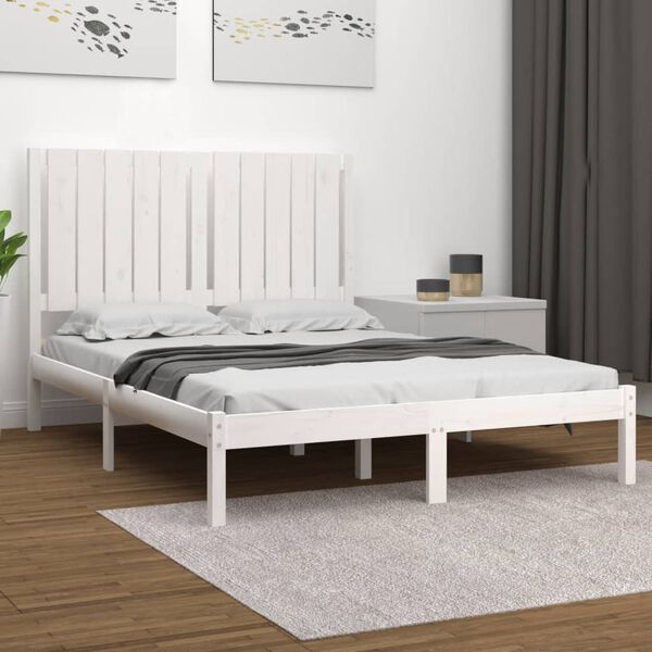 vidaXL Cama sem colch&atilde;o 120x200 cm madeira de pinho maci&ccedil;a branco
