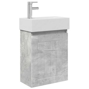 vidaXL Conjunto de M&oacute;veis de Banheiro com Torneira Cinzento Cimento