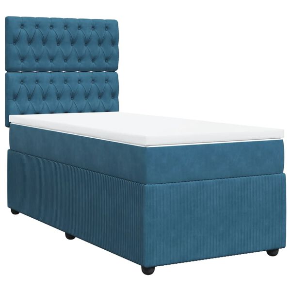 vidaXL Cama boxspring com colchão 90x190 cm veludo azul