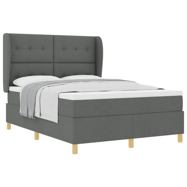 vidaXL Cama Box Springs com Colch&atilde;o Cinza Escuro 90x190 cm tecido