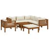 vidaXL 8 pcs conjunto lounge jardim c/ almofad&otilde;es creme ac&aacute;cia maci&ccedil;a