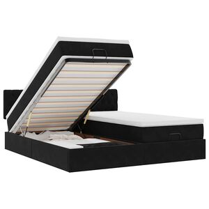 vidaXL Estrutura de cama otomana com colch&otilde;es 180x200cm veludo preto