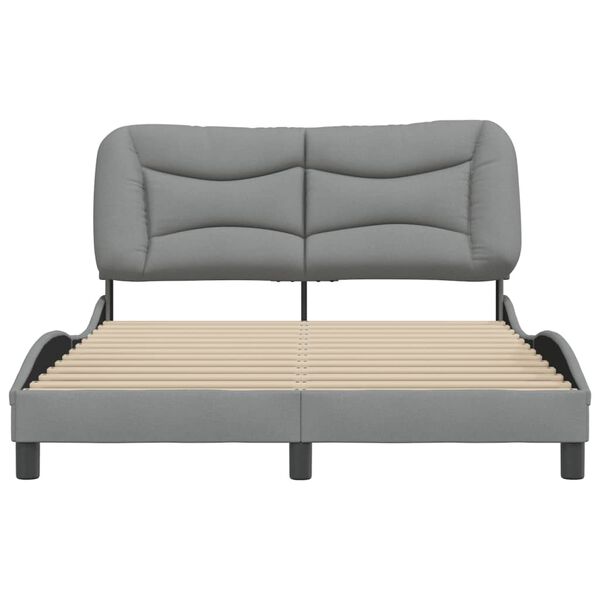vidaXL Estrutura de cama sem colch&atilde;o Hvar 140x200 cm tecido cinzento-claro