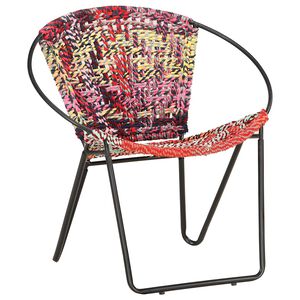vidaXL Cadeira circular em tecido chenille multicolorido