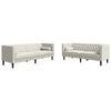 vidaXL 2 pcs conjunto de sof&aacute;s chesterfield com rolos veludo creme