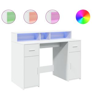 vidaXL Secret&aacute;ria c/ luzes LED 120x55x91cm derivados de madeira branco