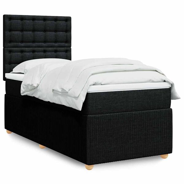 vidaXL Cama com molas/colch&atilde;o 90x190 cm tecido preto
