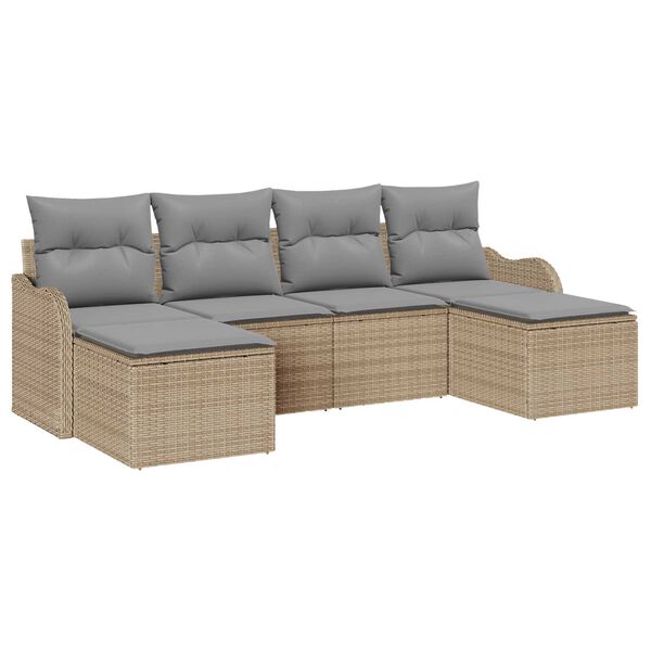 vidaXL Conjunto de Sofá de Jardim 6 pcs Bege Rattan Sintético