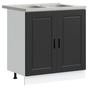 vidaXL Gabinete Base para Pia Porto 2 unid. Preto 80 x 46 x 81,5 cm