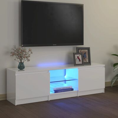 vidaXL Móvel de TV com luzes LED 120x30x35,5 cm branco brilhante