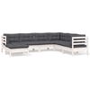 vidaXL 7 pcs conj. lounge de jardim c/ almofad&otilde;es pinho maci&ccedil;o branco