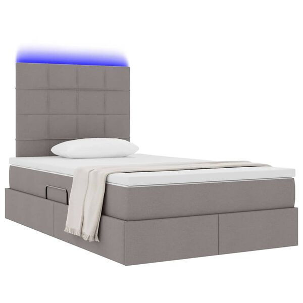 vidaXL Cama com arruma&ccedil;&atilde;o e LED Cinzento-acastanhado 120 x 190 cm