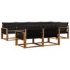 vidaXL Conjunto de Sof&aacute;s para Exterior 7 pcs Natural e Preto