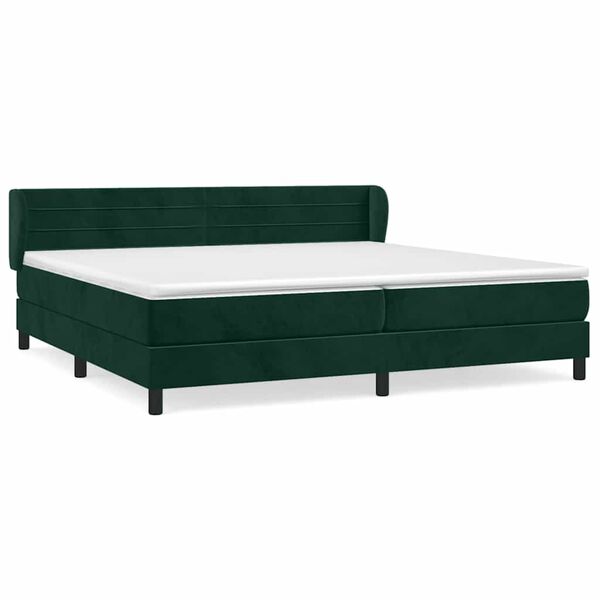 vidaXL Cama com molas/colch&atilde;o 200x200 cm veludo verde-escuro