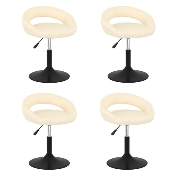 vidaXL Cadeiras de jantar girat&oacute;rias 4 pcs veludo cor creme