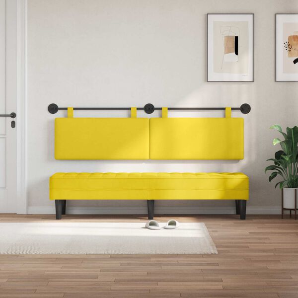 vidaXL Cabeceira Suspensa Liso Amarelo Claro 190 x 55 x 5 cm