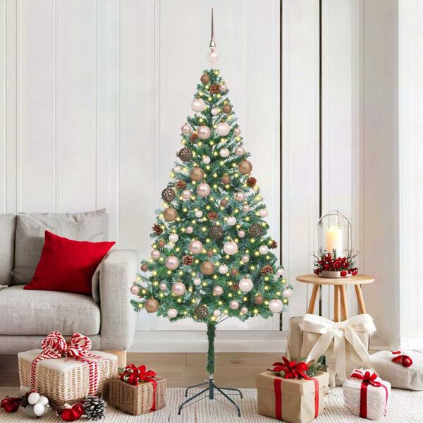 vidaXL &Aacute;rvore de Natal Artificial com 300 LEDs Verde 180 cm PVC e A&ccedil;o