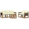 vidaXL Conjunto de Sof&aacute;s para Exterior 6 pcs Natural e Creme