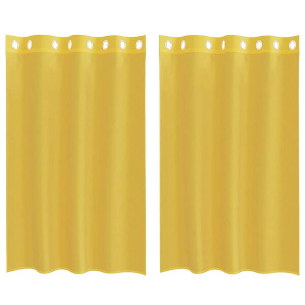 vidaXL Cortinas de voile com ilhós 2 pcs amarelo