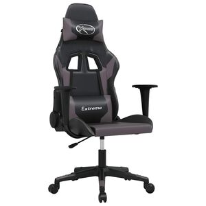 vidaXL Cadeira gaming couro artificial preto e cinzento