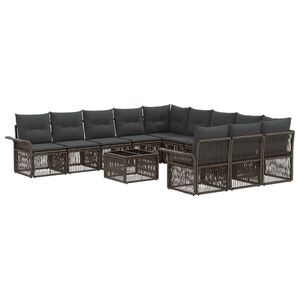 vidaXL Conjunto de Sof&aacute; de Jardim 12 pcs Cinzento vime PE