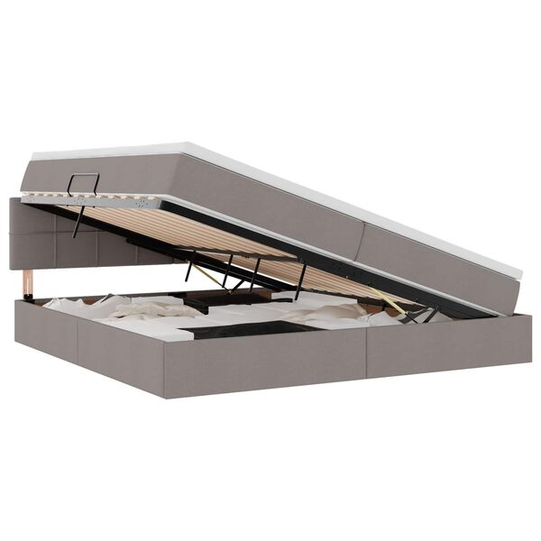 vidaXL Cama com arruma&ccedil;&atilde;o e colch&atilde;o Cinzento-acastanhado 200 x 200 cm