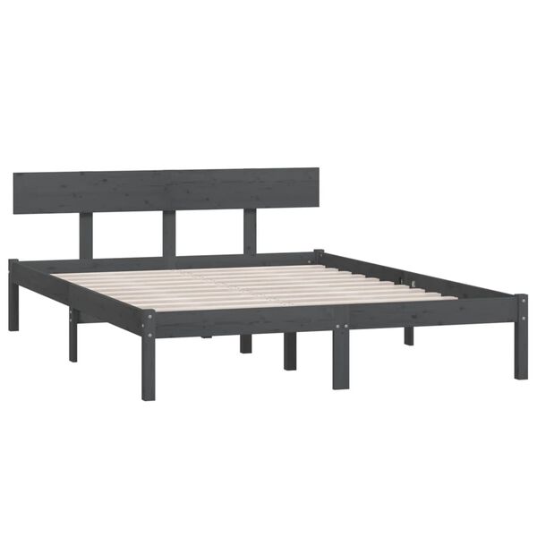 vidaXL Estrutura cama pequena casal 120x190 cm pinho maci&ccedil;o cinza