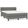 vidaXL Cama com molas/colch&atilde;o 140x190 cm tecido cinzento-escuro