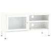 vidaXL M&oacute;vel de TV 90x30x44 cm vidro e a&ccedil;o branco