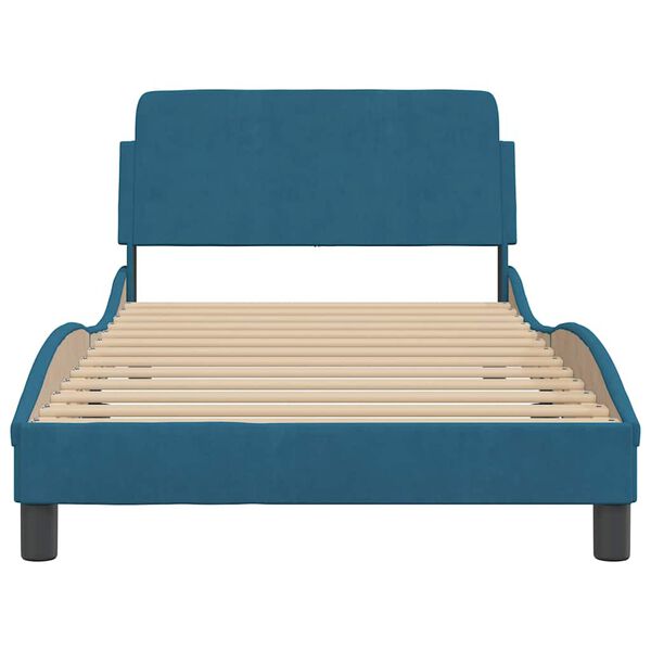 vidaXL Estrutura de cama com cabeceira Dover 100x200 cm veludo azul